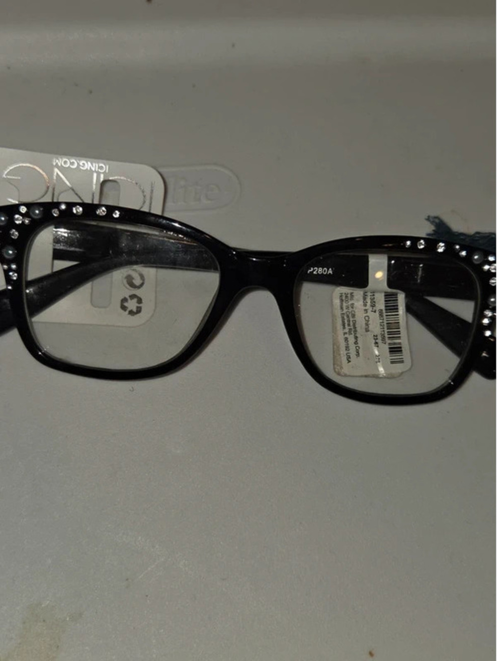 Black rhinestone glasses